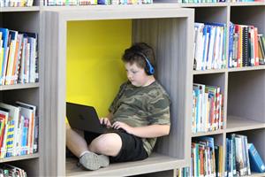 Boy using Chromebook 
