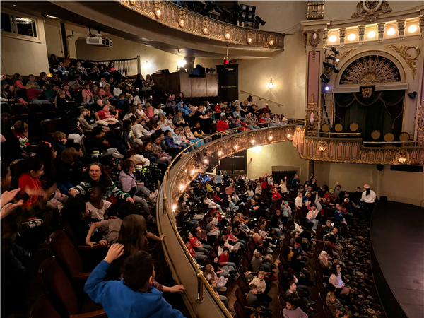  Students fill both the orchestra and balcony sections of the Landers Theater.