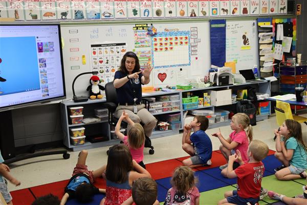 Pre-K Explore classes learn about storm safety. 
